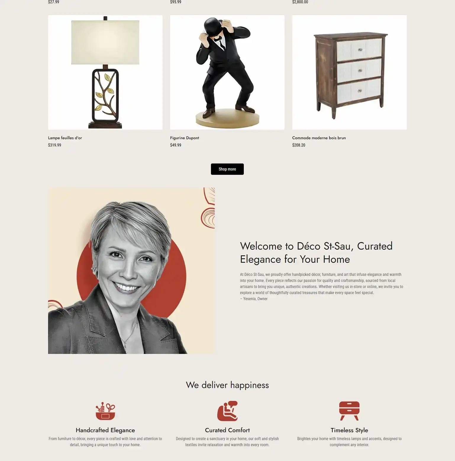 Deco St-Sau Shopify build, screen 1 of 3