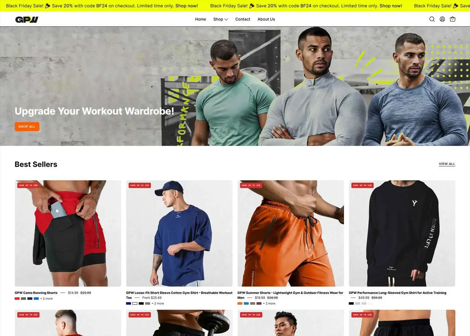Gym Performance Wear: Shopify build by Digital TEN X, a men's activewear brand, built to run on autopilot