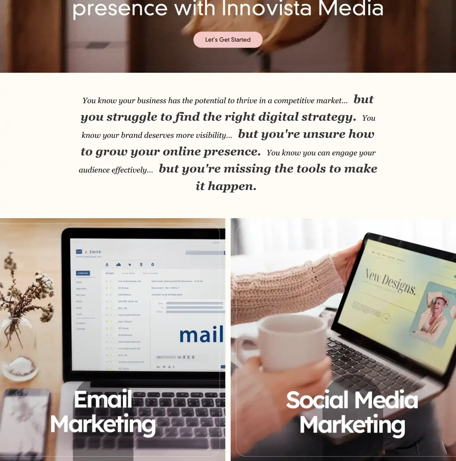 Innovista Media: Shopify build by Digital TEN X, a marketing agency, given the site they preach about