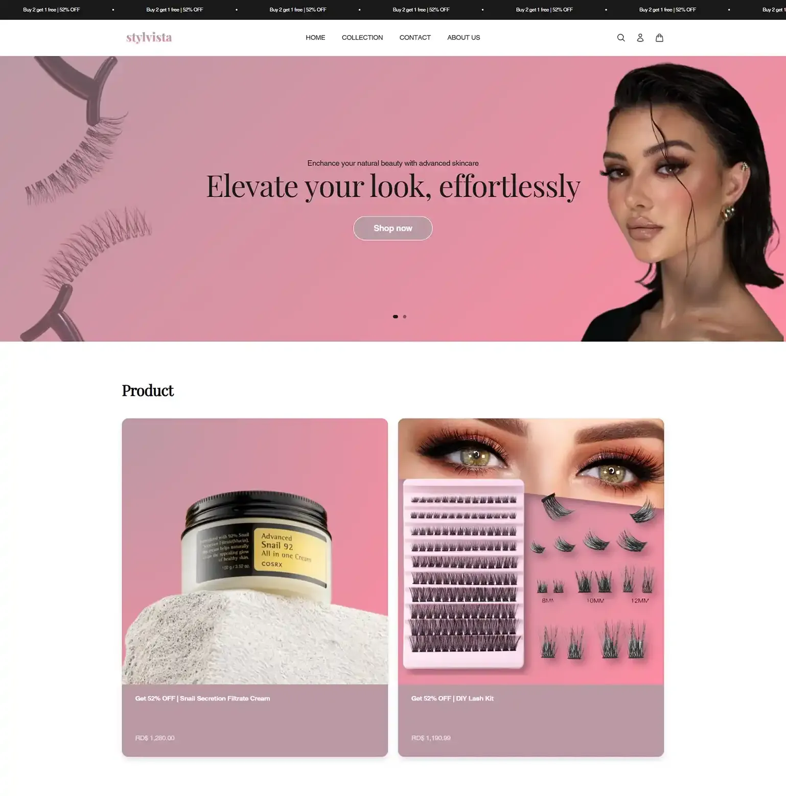 Stylvista: Shopify build by Digital TEN X, beauty and skincare, kept minimal on purpose