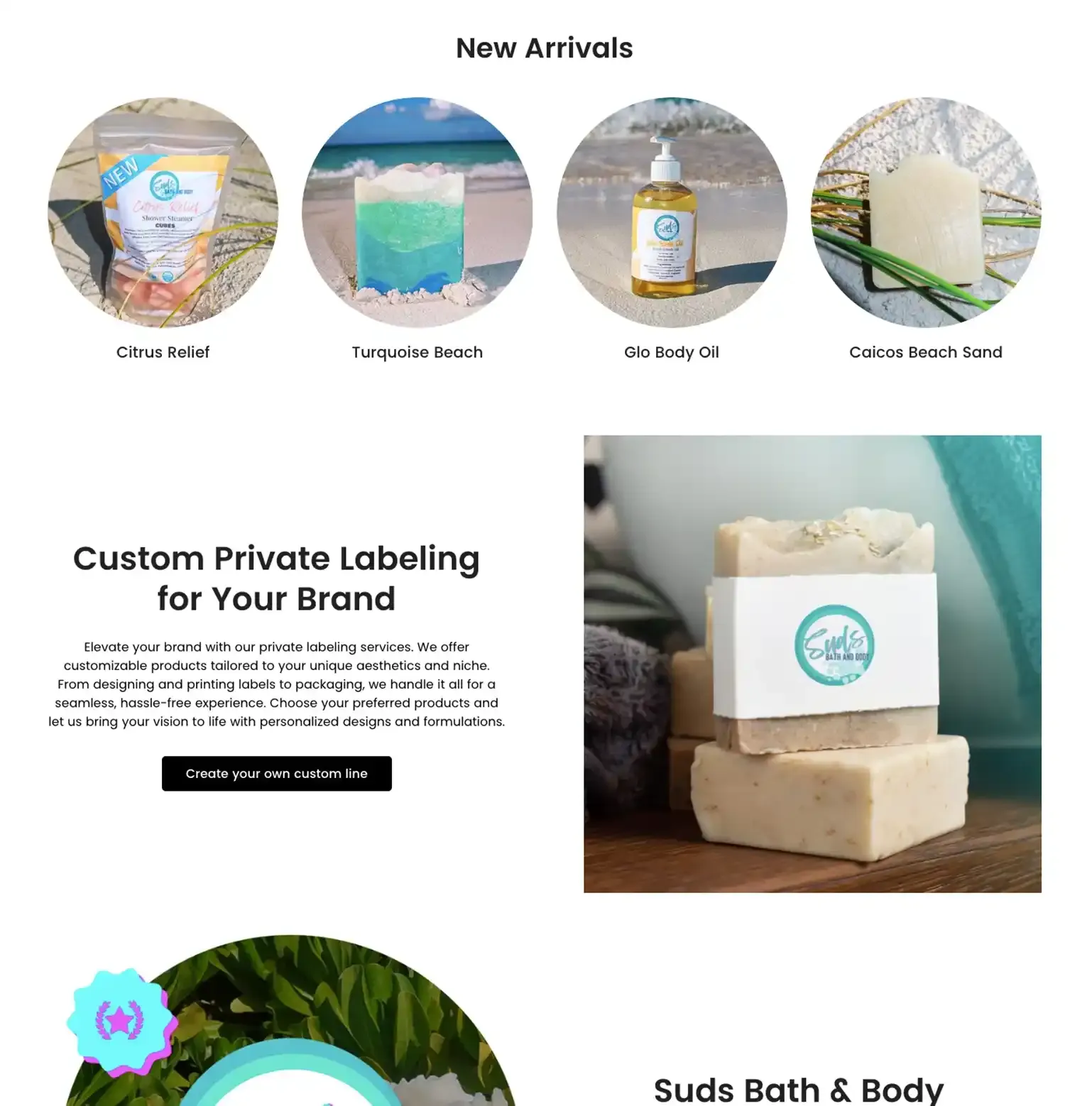 Suds Bath and Body Shopify build, screen 2 of 3